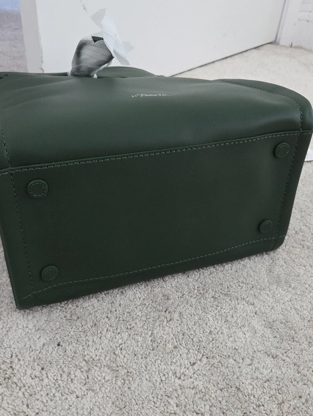 3.1 Phillip Lim Forest Green Leather Drawstring Tote Bag NWT
